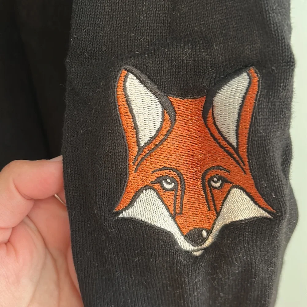 Sugarhill Boutique/Brighton black sweater with fox elbow patches! Size US 4. - Picture 3 of 4